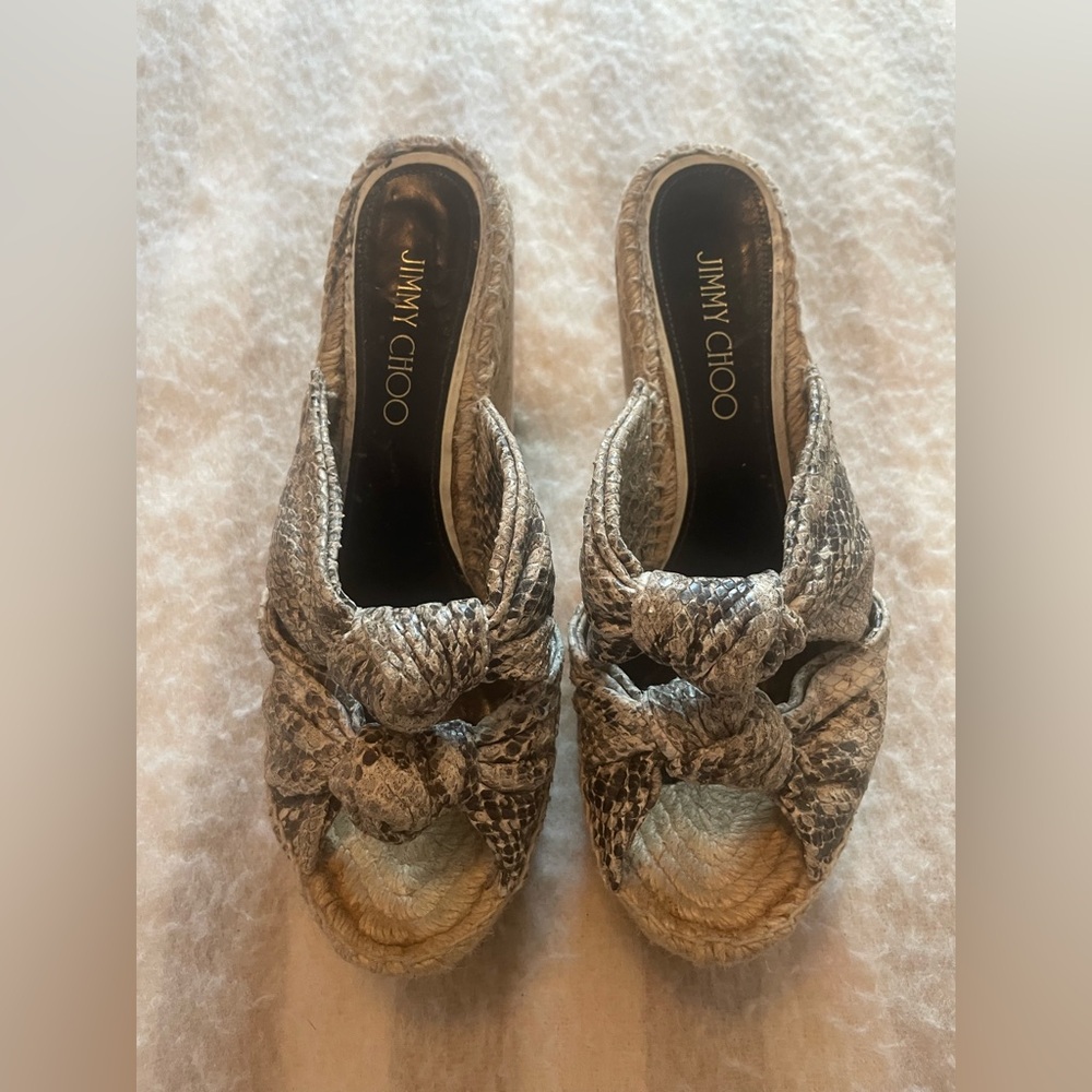 ✨Jimmy Choo ✨ Snakeskin Cork Wedges